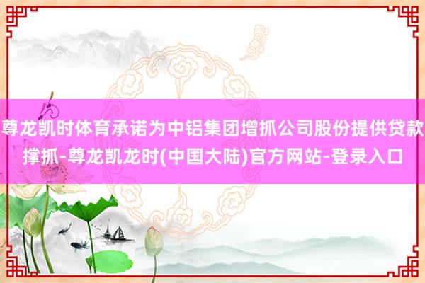 尊龙凯时体育承诺为中铝集团增抓公司股份提供贷款撑抓-尊龙凯龙时(中国大陆)官方网站-登录入口