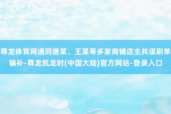 尊龙体育网通同唐某、王某等多家商铺店主共谋刷单骗补-尊龙凯龙时(中国大陆)官方网站-登录入口