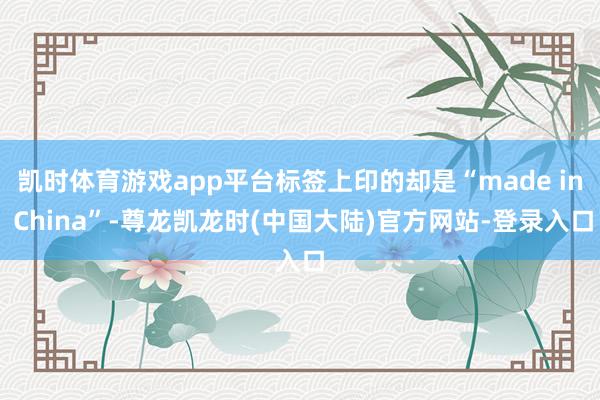 凯时体育游戏app平台标签上印的却是“made in China”-尊龙凯龙时(中国大陆)官方网站-登录入口