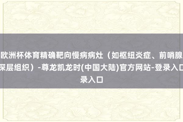 欧洲杯体育精确靶向慢病病灶（如枢纽炎症、前哨腺深层组织）-尊龙凯龙时(中国大陆)官方网站-登录入口